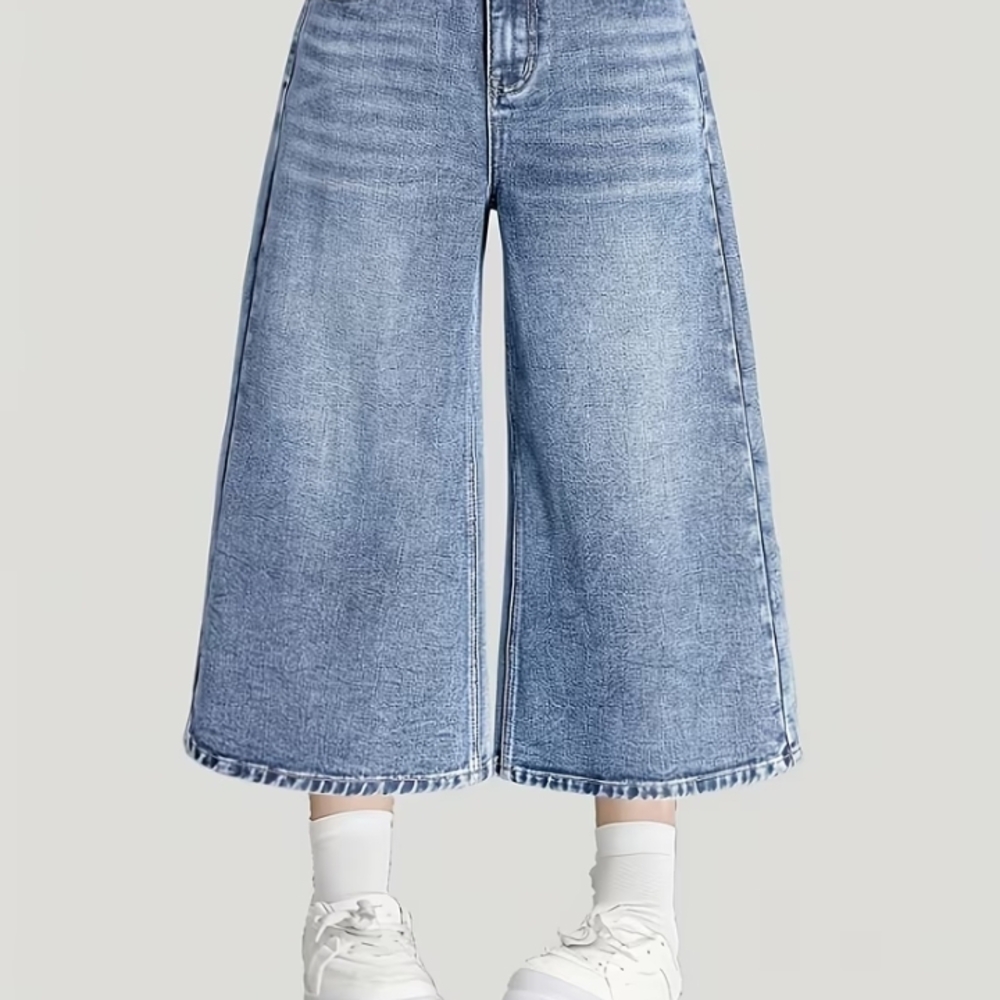 Wide-Leg Blue Jeans